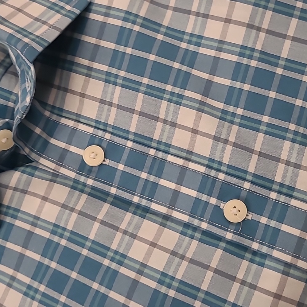 UNTUCKIT Wrinkle Free Cotton Blue White Plaid Small Long Sleeve Casual‎ Shirt - Picture 3 of 7